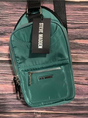 Steve Madden Teal Sling Bag with Silver Hardware